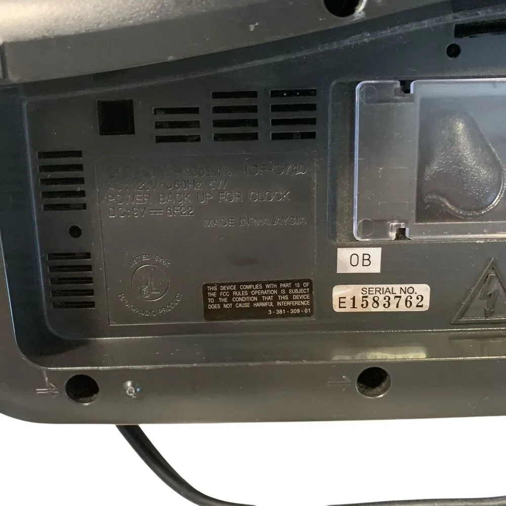 Sony Dream Machine ICF-C740 AM/FM Clock Radio Dual Alarm Black Works Great